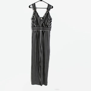 Wrapper Large Black Striped Jumpsuit